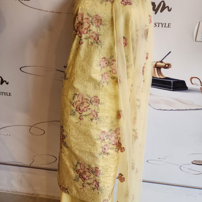 Luxury Embroidered Chiffon 3-Piece Suit